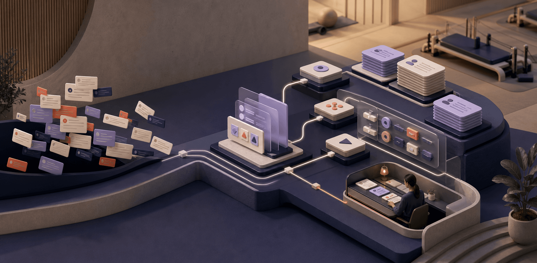 An AI operations dashboard showing workflow activity and measurable outcomes.